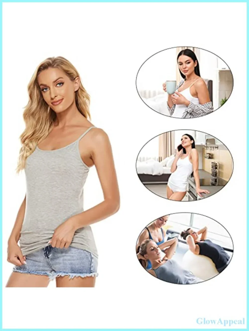 5 Pack Women's Spaghetti Strap Camisole Tank Top Undershirt - Viscose Spandex